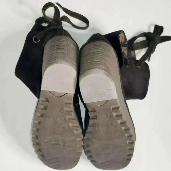 Fly London Yama Wedge Suede Army Green Lace Strap Ankle Bootie Sz7.5/ 8 US - Picture 10 of 12